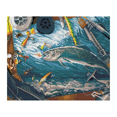 Алмазная мозаика ТРИ СОВЫ «Рыбалка» 40×50см, холст, картонная коробка с пластиковой ручкой