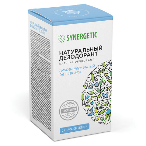 Дезодорант 50 мл, SYNERGETIC «Без запаха», роликовый, натуральный