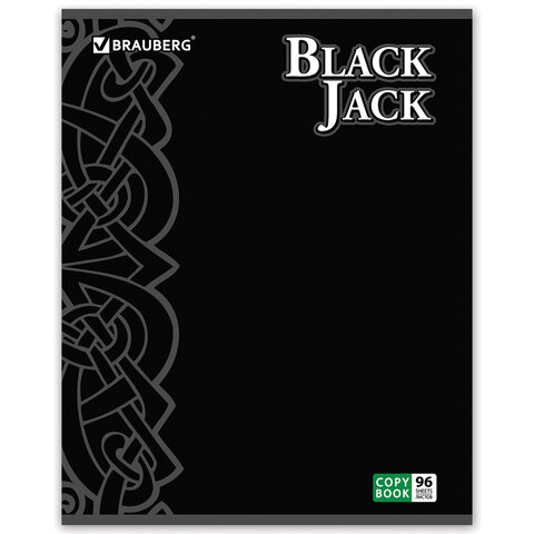 Тетрадь 96 л. BRAUBERG «Pro», офсет 60 г/м2, клетка, выборочный лак, «Black Jack» («Блэк Джэк»), 5 видов