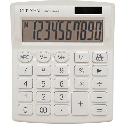 Калькулятор настольный компактный Citizen SDC810NRWHE 10-разрядный белый