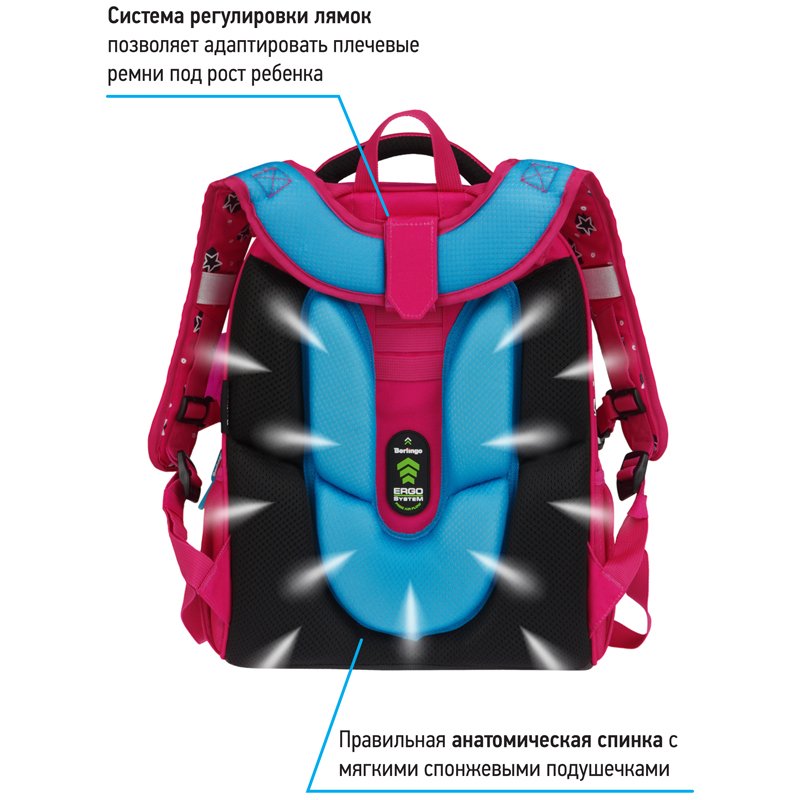 Ранец Berlingo Expert Max «Little bunny» 37×28×16см, 2 отделения, анатомическая спинка, дождевик в комплекте