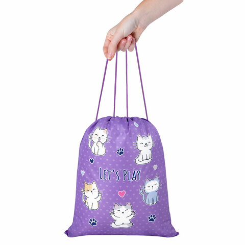Мешок для обуви BRAUBERG KIDS, с петлей, 42×34 см, «Playing kittens»