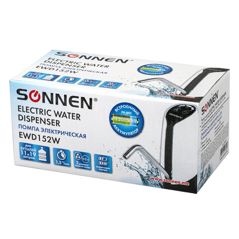 Помпа для воды электрическая SONNEN EWD152W, 1.5 л/мин, 2 РЕЖИМА, АККУМУЛЯТОР, АДАПТЕР, пластик