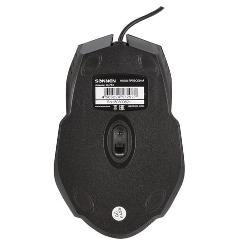 Мышь проводная SONNEN М-713, USB, 1000 dpi, 2 кнопки + колесо-кнопка, оптическая, черная
