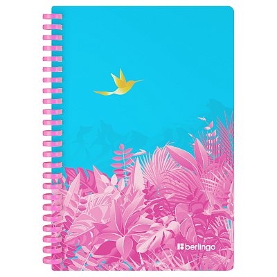 Бизнес-тетрадь A5, 80л., Berlingo «Flower Art», клетка, на силиконовом гребне, 80г/м2, пластик обложка 700мкм