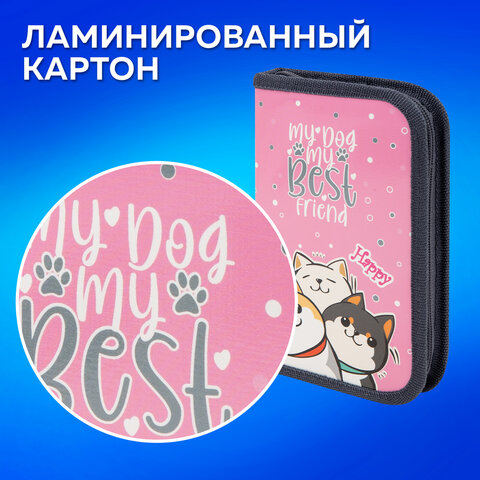Пенал ПИФАГОР, 1 отделение, ламинированный картон, 19×11 см, «Best team»