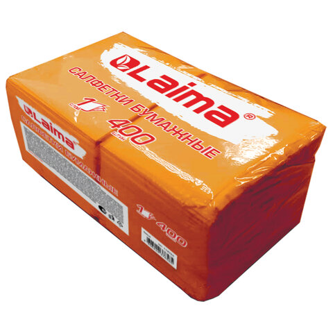 превью Салфетки бумажные 400 шт.24×24 см«Big Pack»оранжевые100% целлюлозаLAIMA114729