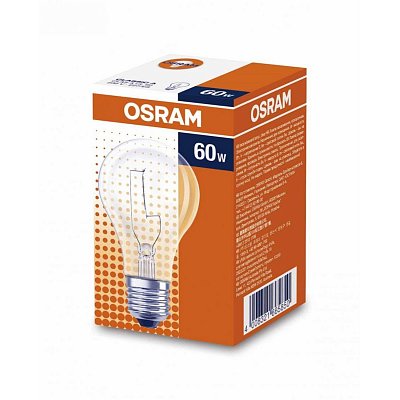 Лампа накаливания Osram classic, 60Вт, тип А «груша» E27, прозрачная