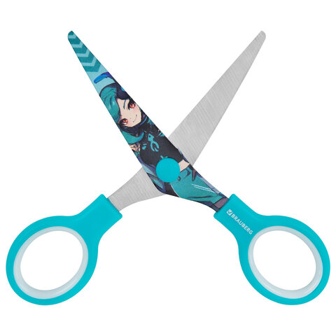 Ножницы 130 мм, мятные, с цветной печатью «Аниме», BRAUBERG ANIME