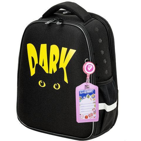 Ранец BRAUBERG FIT, 2 отделения, «Dark cat», 38×27х14 см