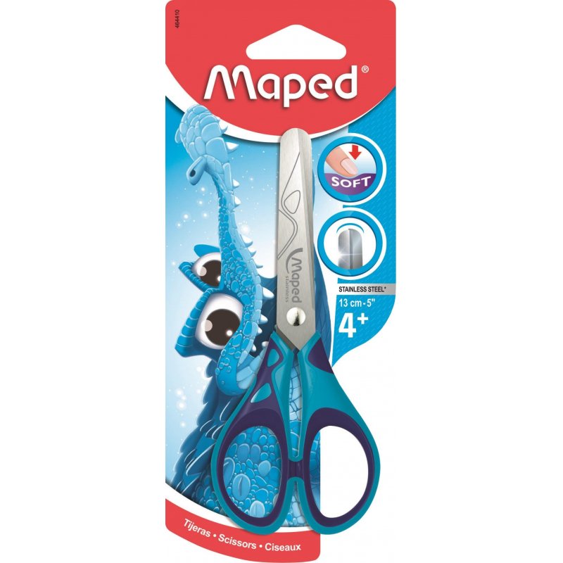 Ножницы MAPED "Start Soft", 130 мм, прорезиненные ручки, ассорти, картонная упаковка с европодвесом