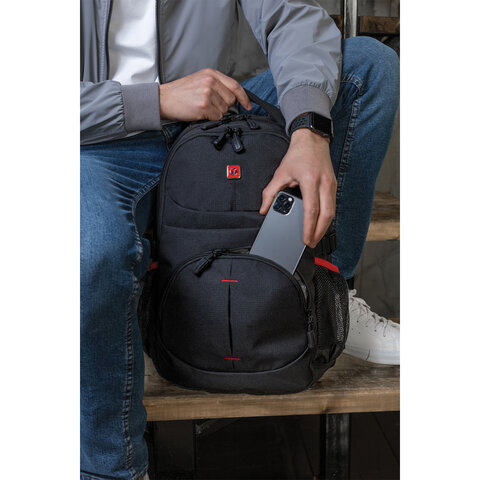 Рюкзак B-PACK «S-06» (БИ-ПАК) универсальный, уплотненная спинка, облегченный, черный, 46×32×15 см