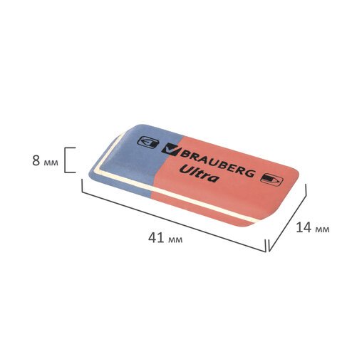 Ластики BRAUBERG «Ultra Mix» 9 шт., размер ластика 41×14х8 мм/29×18х8 мм, натуральный каучук