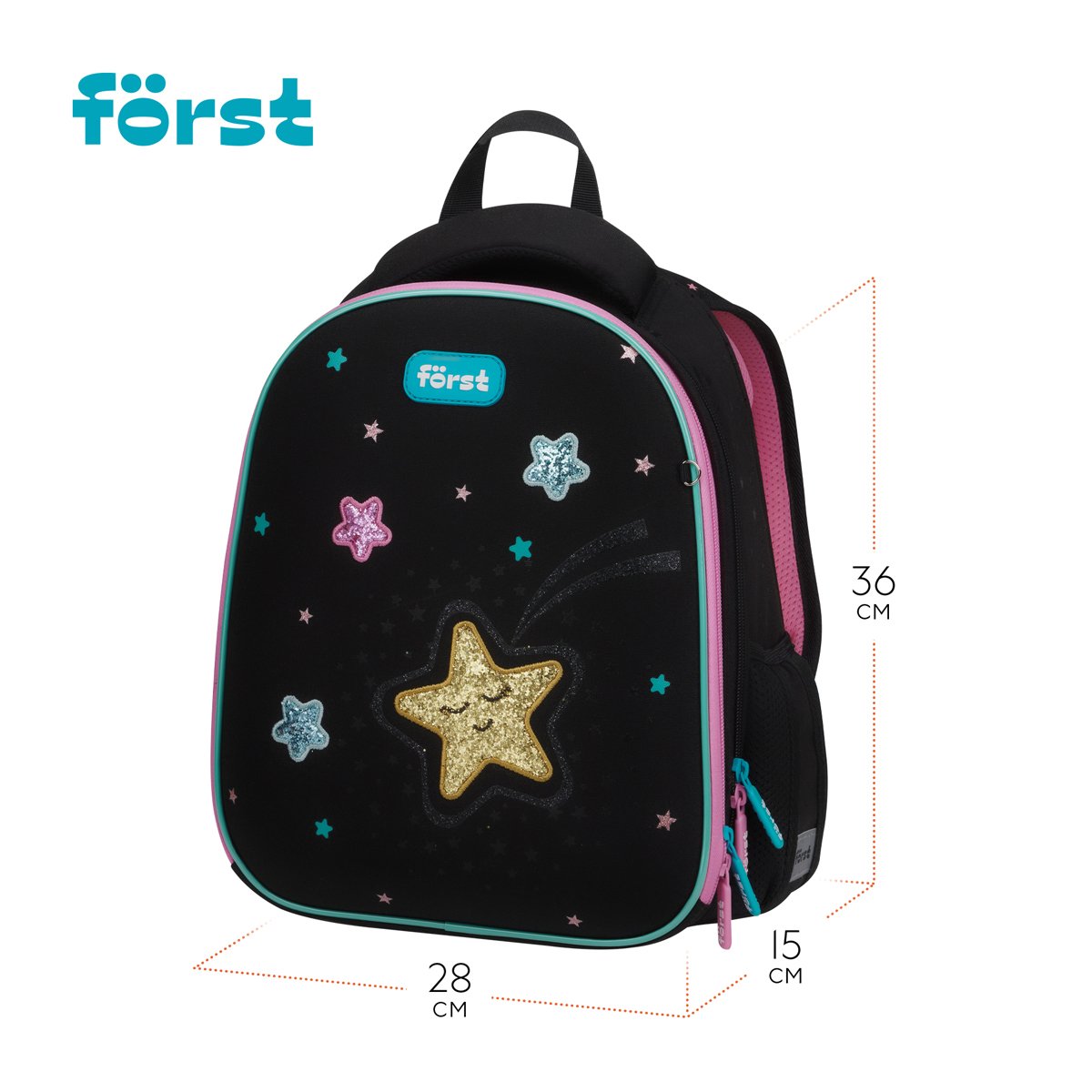 Ранец Först F-Top облегченный «Stars» 36×28×15см, 2 отделения, 2 кармана, анатомическая спинка