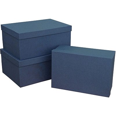 Набор подар. коробок 3в1 тиснение РОГОЖКА 350×250х150 синий, Д10103П.297