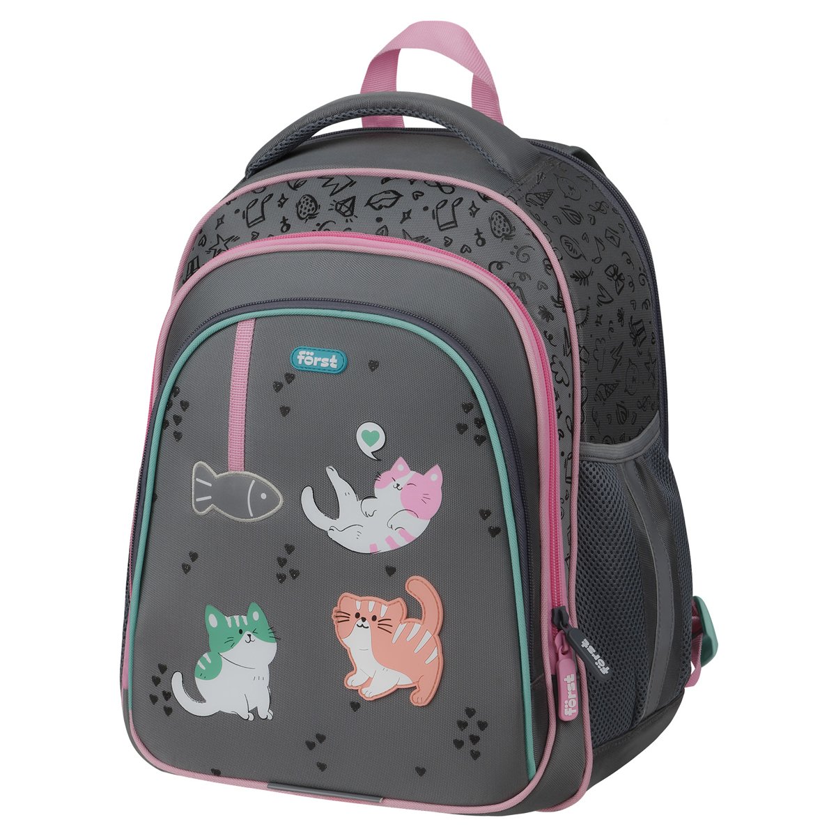 превью Ранец Först F-Base «Kittens» 36×29×17см, 3 отделения, 2 кармана, анатомическая спинка