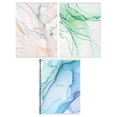 Тетрадь 80л., А5, клетка на гребне GreenwichLine «Marble color», матовая ламинация, тиснение фольгой, 70г/м2