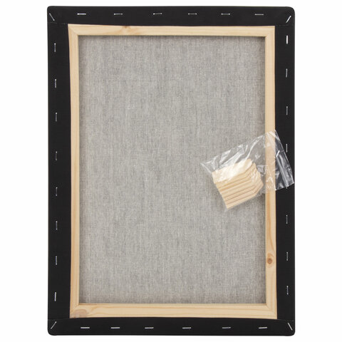 Холст на подрамнике черный BRAUBERG ART CLASSIC, 30×40см, 380г/м, хлопок, мелкое зерно