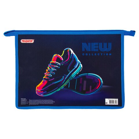 превью Папка для тетрадей ПИФАГОР А4, 1 отделение, картон, молния сверху, «NEON», 229097