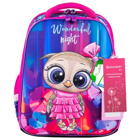 Ранец BRAUBERG FIT, 2 отделения, «Wonderful night», 3D-панель, 38×27х14 см