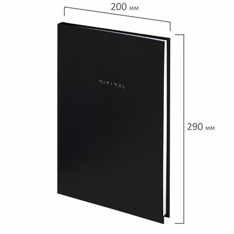 Блокнот БОЛЬШОЙ ФОРМАТ 200×290 мм, А4, 80 л., твердый, клетка, BRAUBERG «Minimal», черный
