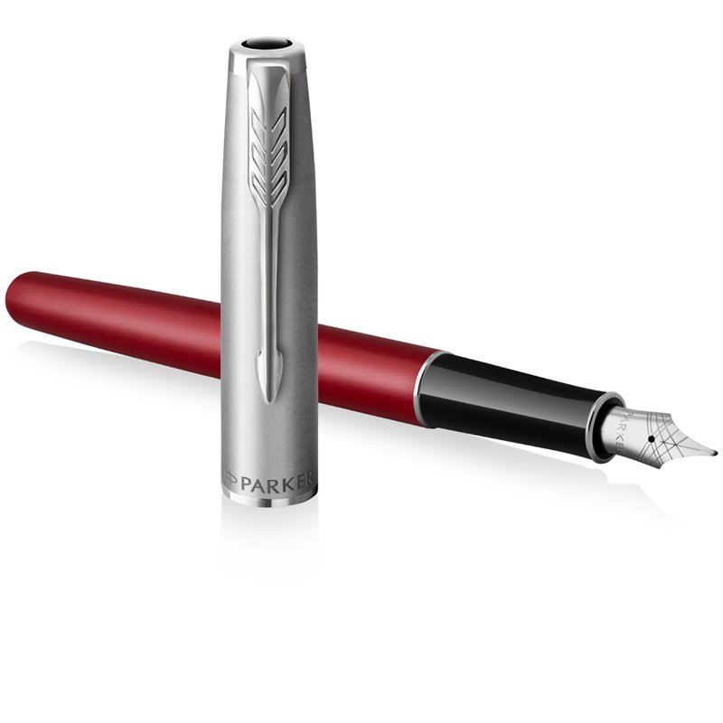 Ручка перьевая Parker «Sonnet Sand Blasted Metal&Red Lacquer» черная, 0.8мм, подар. уп. 