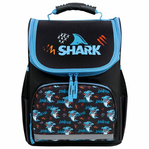 Ранец ПИФАГОР BASIC, 1 отделение, 3 кармана, эргономичная спинка, «Angry shark», 35×28х18 см
