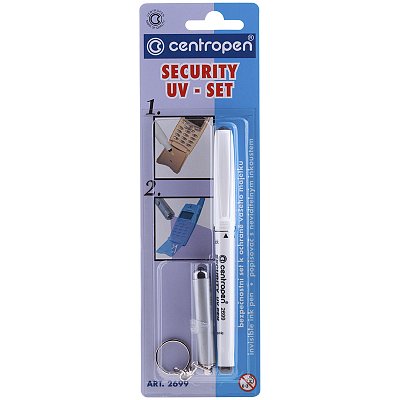 Маркер перманентный ультрафиолетовый Centropen «Security UV-Pen 2699», фонарик, блистер