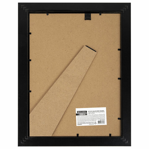 Рамка 21×30 см небьющаяся, КОМПЛЕКТ 3 шт., багет 29 мм, МДФ, BRAUBERG «Basic», черная
