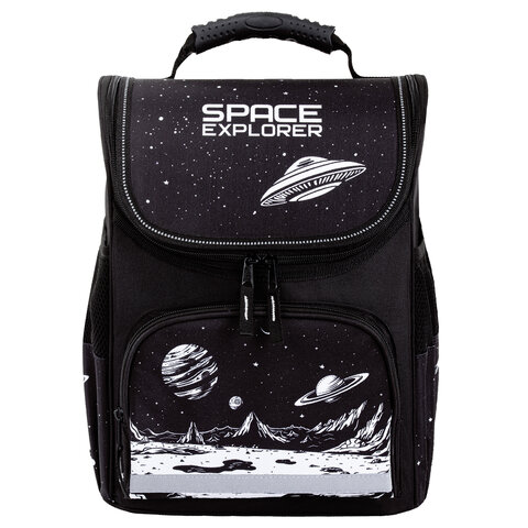 Ранец ПИФАГОР BASIC, 1 отделение, 3 кармана, эргономичная спинка, «Space invader», 35×28х18 см