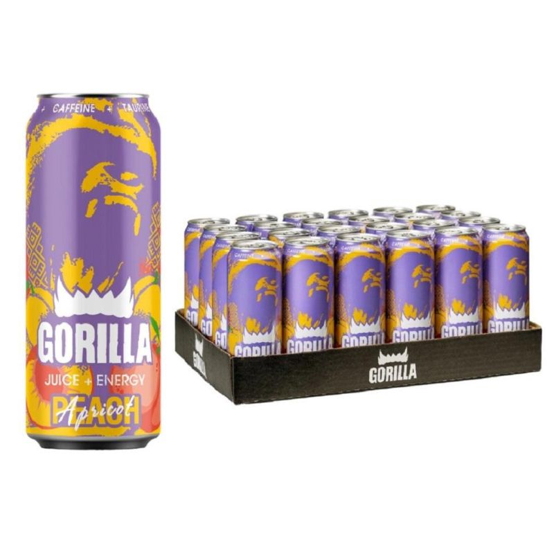 превью Напиток энергетический GORILLA PEACH APRICOT безалк тониз ж/б 0.45лх24шт/уп