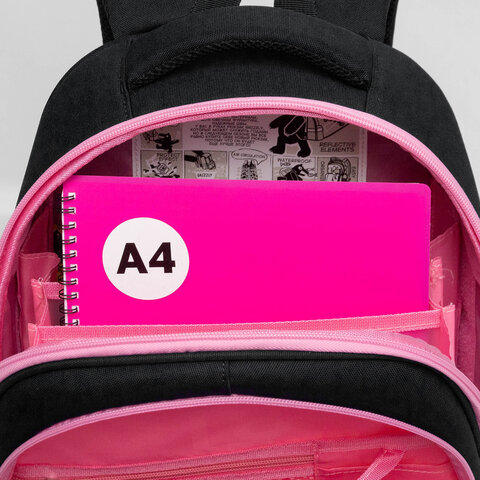 Ранец GRIZZLY анатомическая спинка, c брелоком, для девочек, «YUMMY», 36×28х20 см