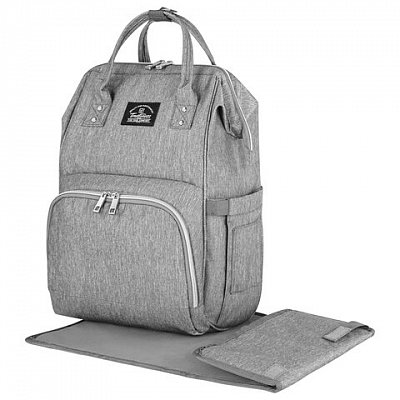 Рюкзак для мамы BRAUBERG MOMMY с ковриком, крепления на коляску, термокарманы, серый, 40×26x17 см