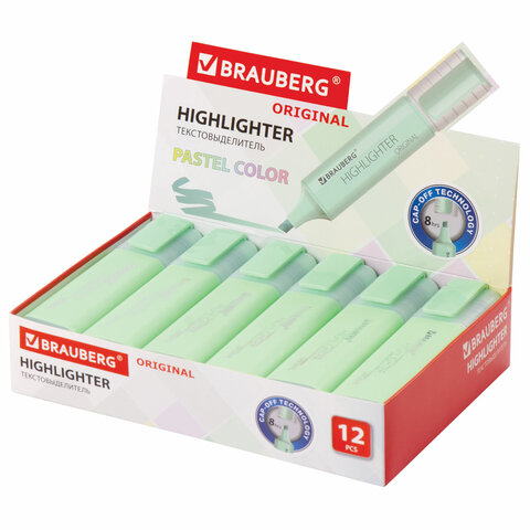 Текстовыделитель BRAUBERG «ORIGINAL PASTEL», МЯТА, линия 1-5 мм