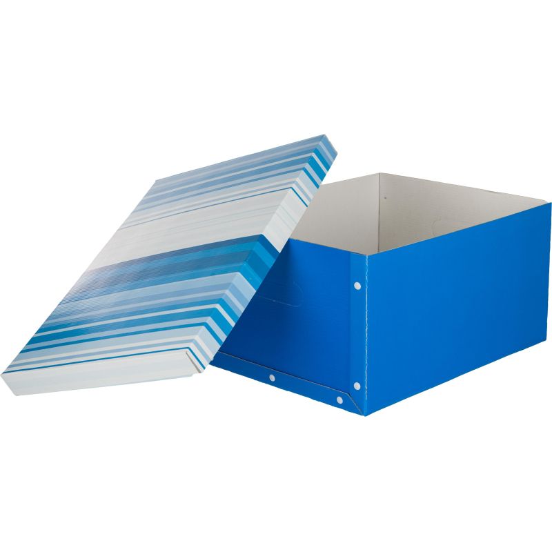 Короб архивный для хран. Attache 430×330х220 син+син. полос клепк кашир. карт
