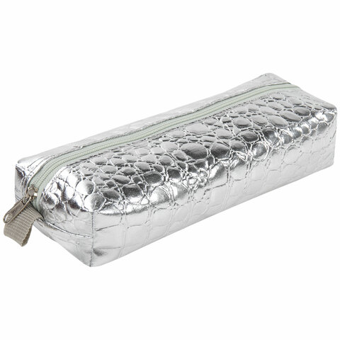 Пенал-косметичка BRAUBERG, «крокодиловая кожа», 20×6х4 см, «Ultra silver»