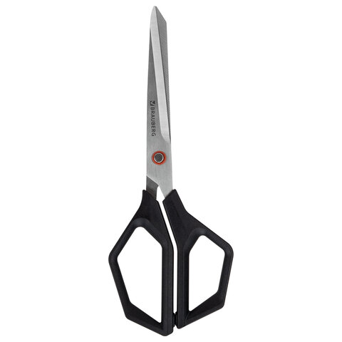 Ножницы BRAUBERG «Super black» 220 мм, черные, 3-сторонняя заточка, ручки из ABS-пластика