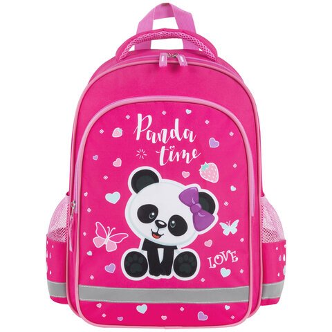Рюкзак ПИФАГОР SCHOOL, 1 отделение, 3 кармана, «Panda time», 38×28×14 см