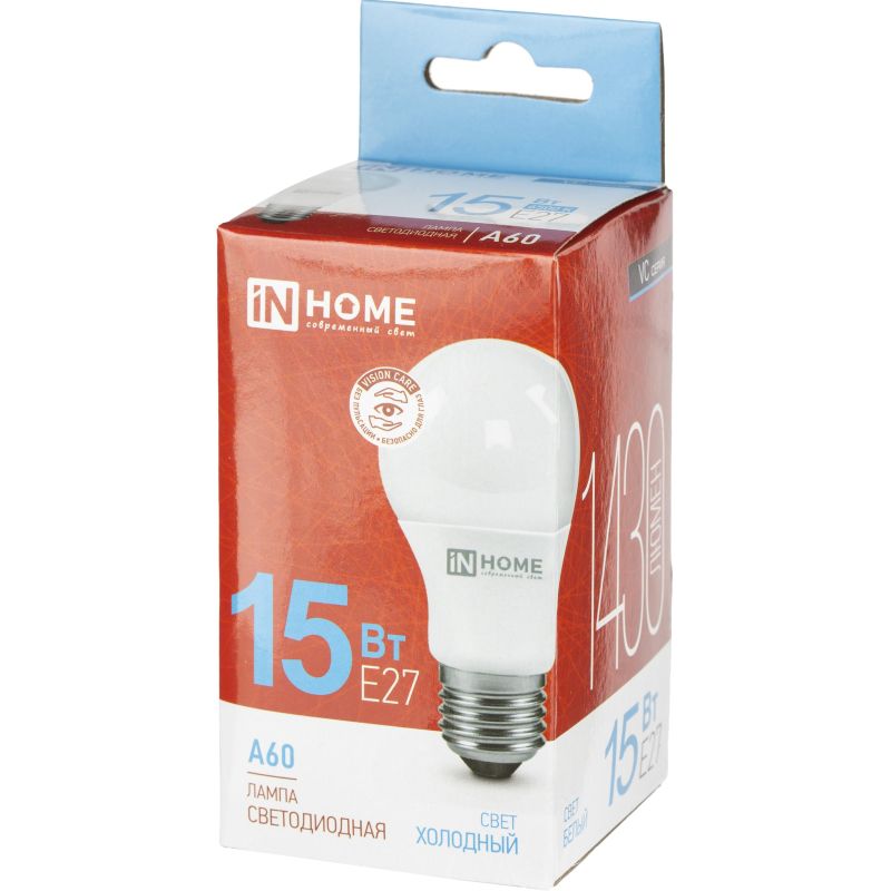превью Лампа светодиодная LED-A60-VC 15Вт 230В Е27 6500К 1430 Лм IN HOME