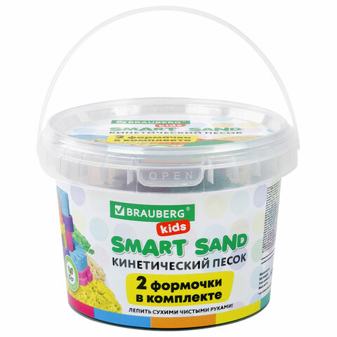 превью Песок для лепки кинетический BRAUBERG KIDSизумрудный500 г2 формочкиведерко665092