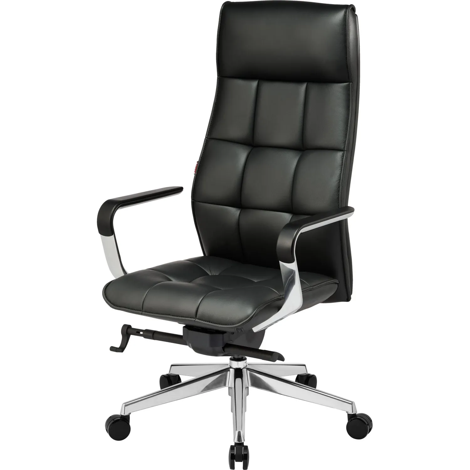 Кресло для руководителя Комус Мебель (Easy Chair) 597 чёрное (натуральная кожа с компаньоном, алюминий)
