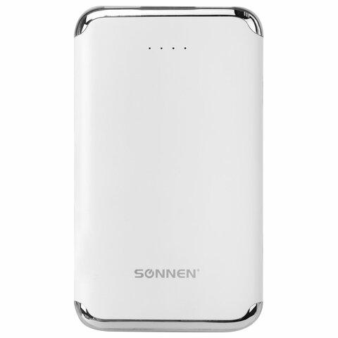 Аккумулятор внешний 6000 mAh SONNEN POWERBANK K611, 2 USB, литий-полимерный, белый