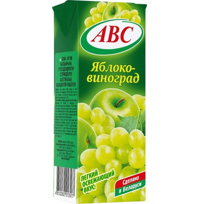 Нектар АВС яблочно-виноградный осветленный стерилиз. слим 0.2л