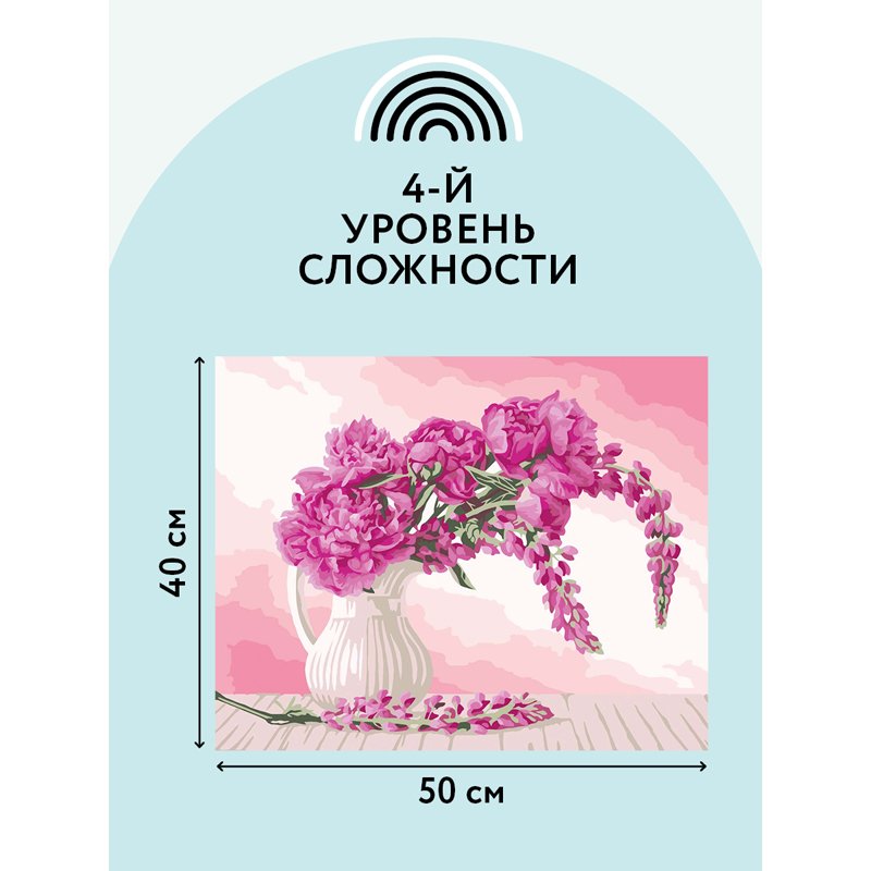 Картина по номерам на холсте ТРИ СОВЫ «Пионы и люпины», 40×50, с акриловыми красками и кистями