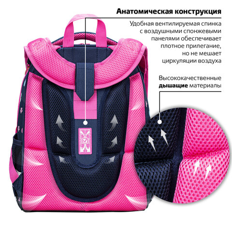 Ранец BRAUBERG PREMIUM, 2 отделения, с брелком, «Beautiful ride», 38×29х16 см