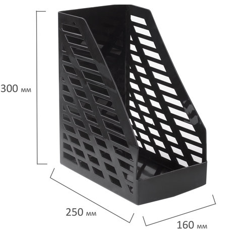 Лоток вертикальный для бумаг BRAUBERG «MAXI-plus» (250×160×300 мм), сетчатый, черный