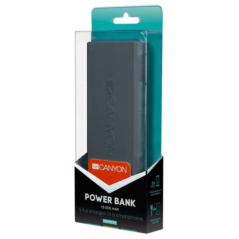 Внешний аккумулятор Canyon Li-ion 13000 mAh серый (CNE-CPBF130DG)