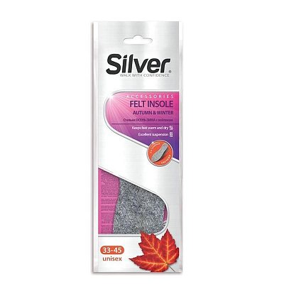 Стельки для обуви Silver Осень-Зима с войлоком размер 33-45