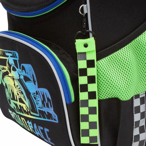 Ранец GRIZZLY анатомическая спинка, с мешком для обуви, для мальчиков, ROAD RACE, 33×25х13 см
