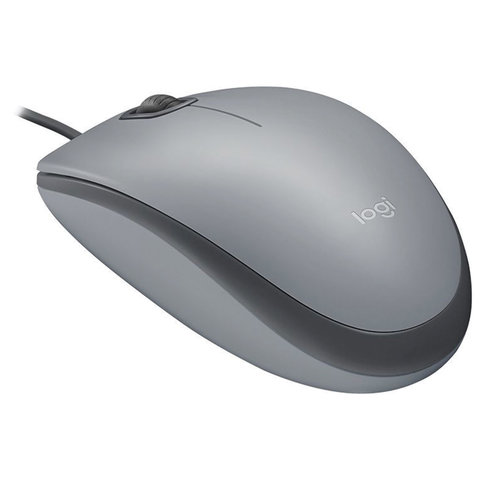 Мышь проводная LOGITECH M110, USB, 2 кнопки+1 колесо-кнопка, оптическая, серая